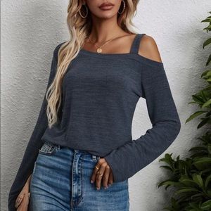 Boho cold shoulder neck dark gray